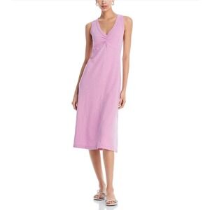 WILT Fem Cotton Ruched Center Midi Dress Orchid Pink Size Large